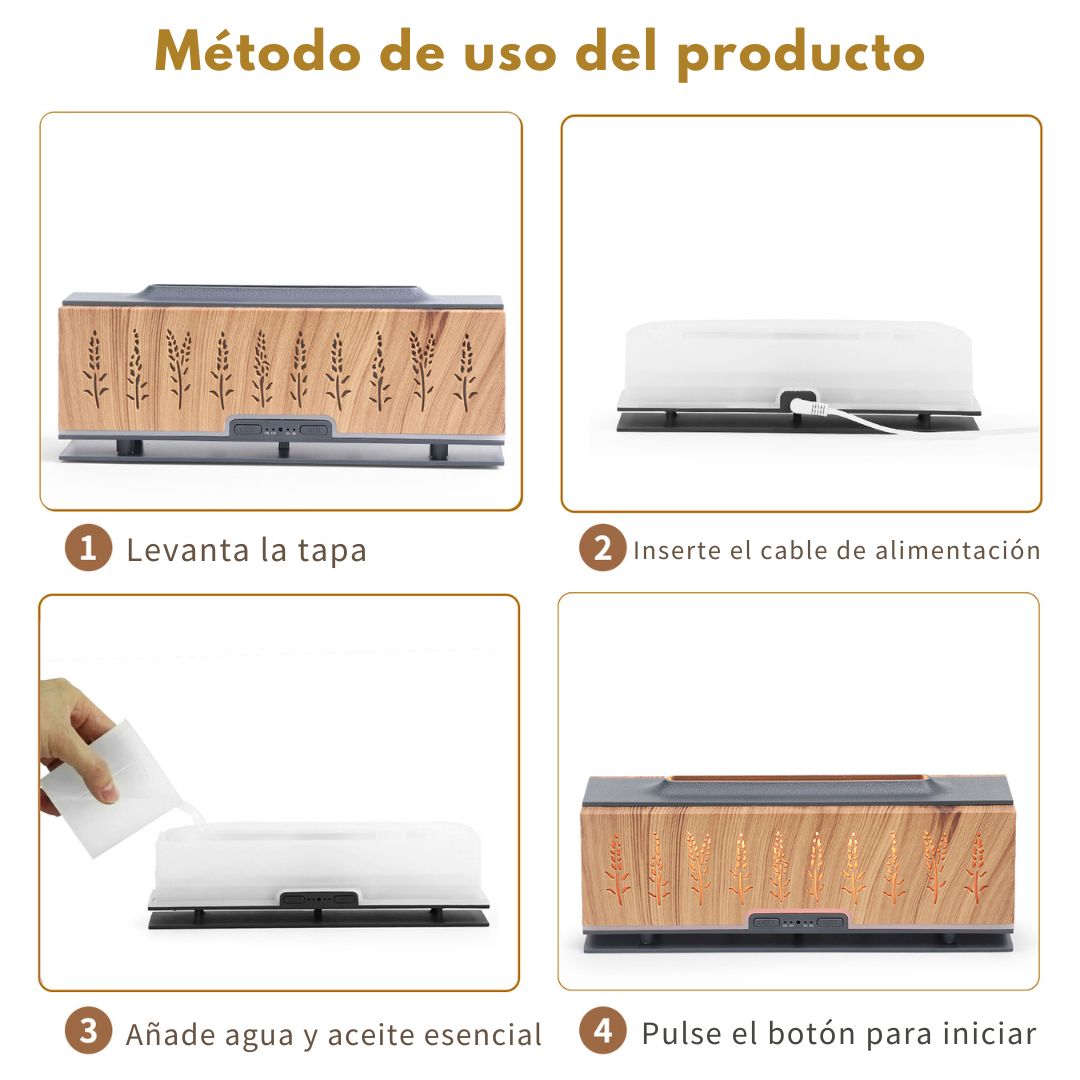 DIFUSOR ULTRASÓNICO 200 ML CON LUZ TIPO LLAMA TEMPORIZADOR Y CONTROL - 7