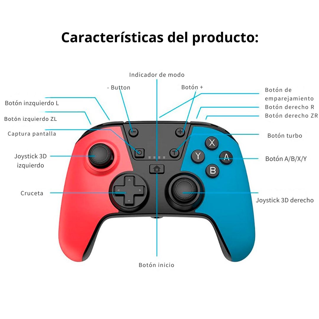 MANDO PRO INALÁMBRICO SWITCH CON NFC TURBO MACRO Y GIROSCOPIO - 6