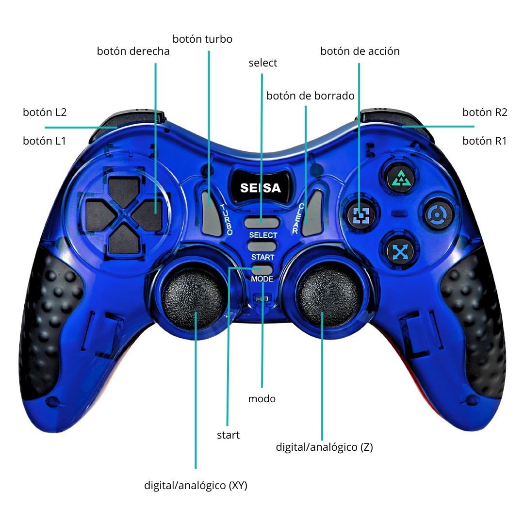 MANDO INALÁMBRICO 2.4G 6 EN 1 CON VIBRACIÓN Y TURBO PARA PC Y CONSOLAS - 3