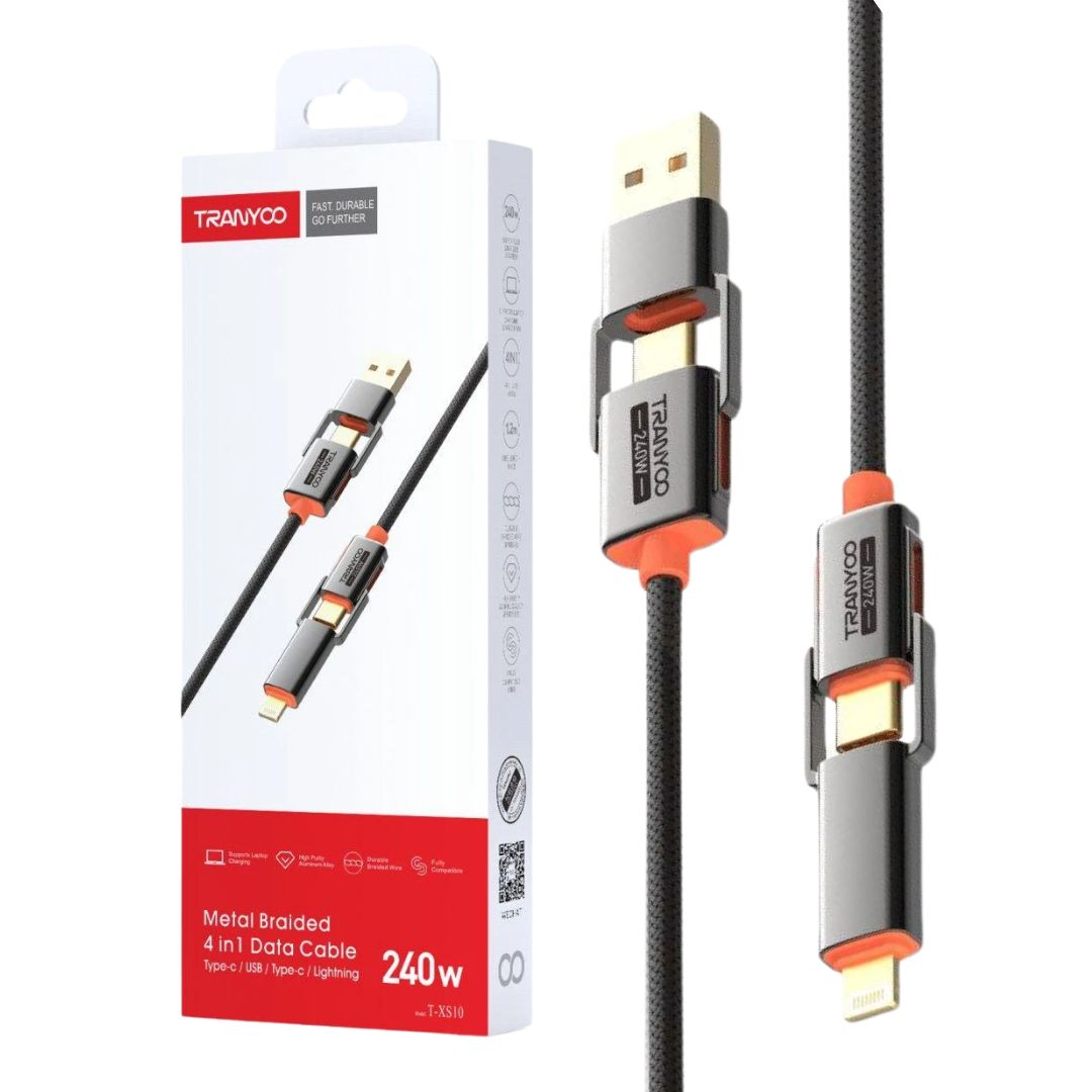 CABLE 4 EN 1 USB-C/USB A USB-C/LIGHTNING 240W CON CHIP E-MARKER - 1