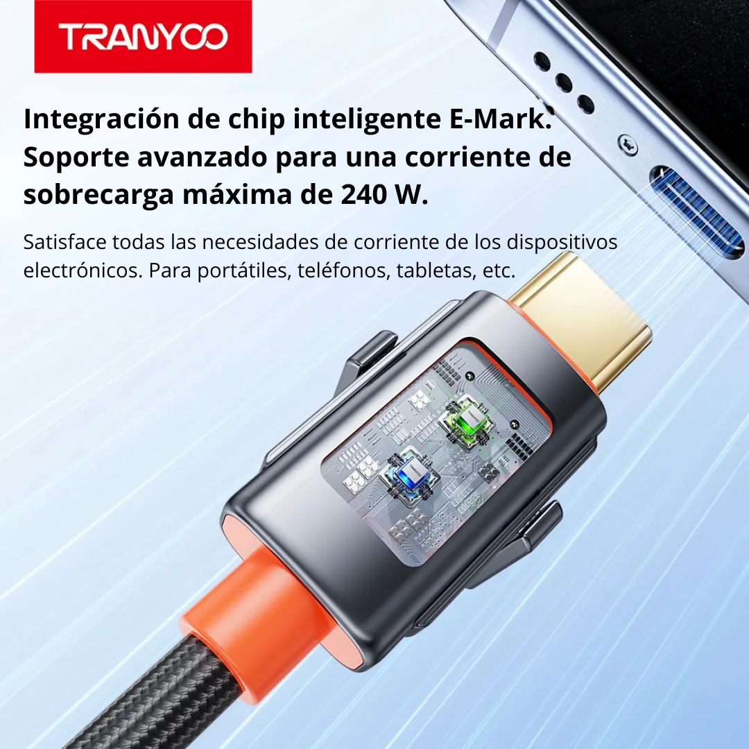 CABLE 4 EN 1 USB-C/USB A USB-C/LIGHTNING 240W CON CHIP E-MARKER - 5