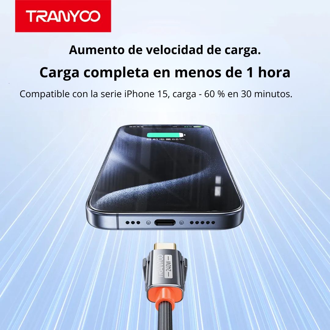 CABLE 4 EN 1 USB-C/USB A USB-C/LIGHTNING 240W CON CHIP E-MARKER - 6