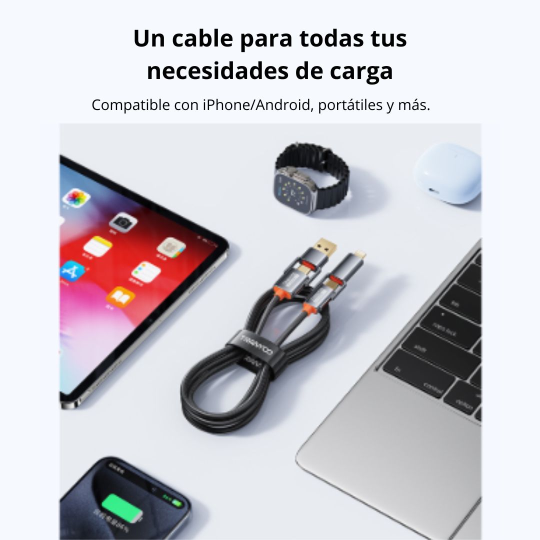 CABLE 4 EN 1 USB-C/USB A USB-C/LIGHTNING 240W CON CHIP E-MARKER - 7
