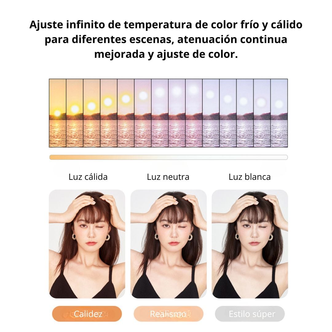 KIT 2 LUCES DE BELLEZA LED 4 FILAS CRI 96+ CON REGULACION Y COLOR - 2