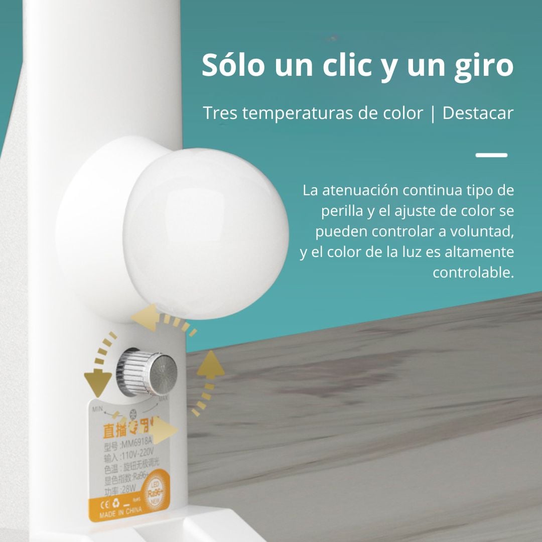 KIT 2 LUCES DE BELLEZA LED 4 FILAS CRI 96+ CON REGULACION Y COLOR - 3
