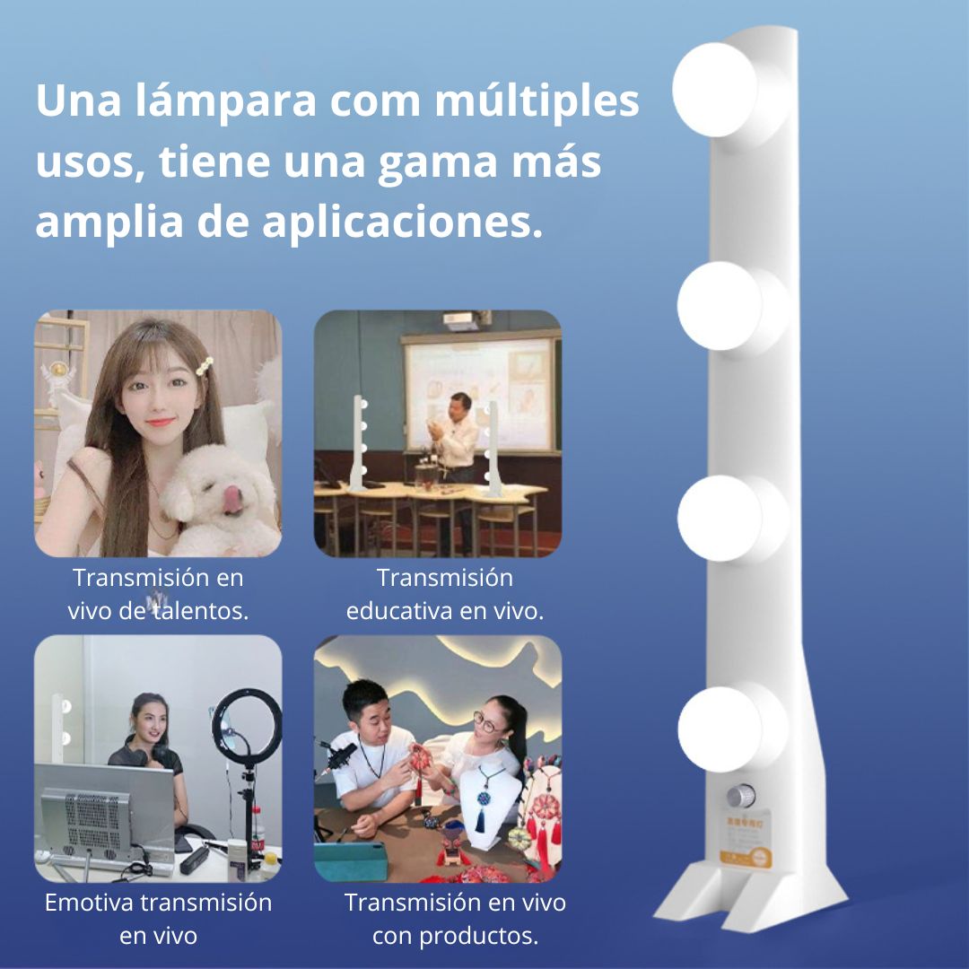 KIT 2 LUCES DE BELLEZA LED 4 FILAS CRI 96+ CON REGULACION Y COLOR - 4