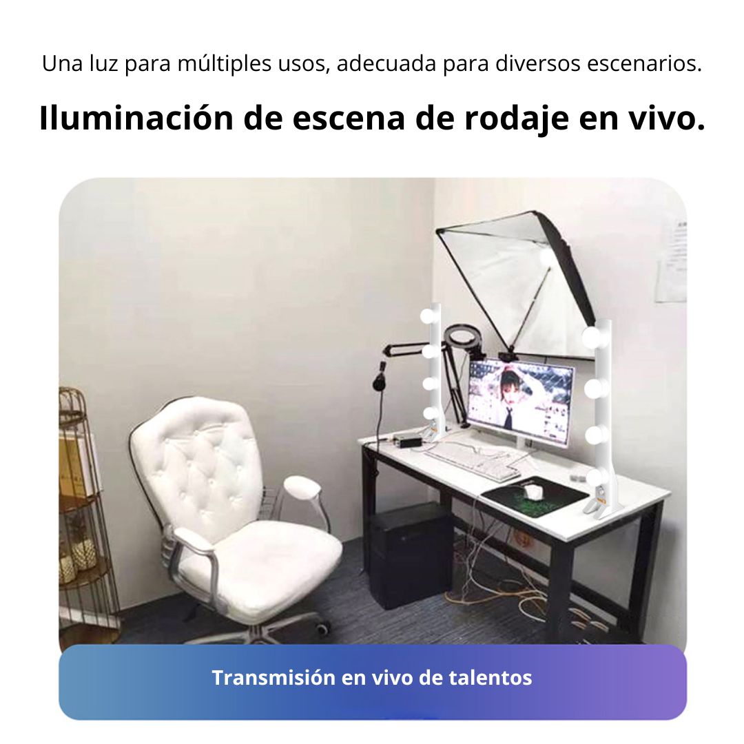 KIT 2 LUCES DE BELLEZA LED 4 FILAS CRI 96+ CON REGULACION Y COLOR - 6