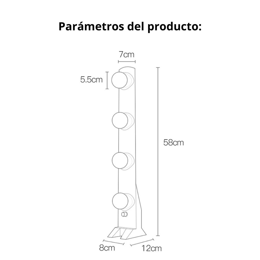 KIT 2 LUCES DE BELLEZA LED 4 FILAS CRI 96+ CON REGULACION Y COLOR - 8