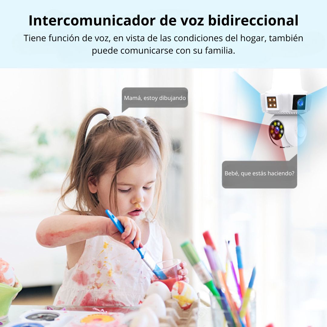 FOCO CÁMARA WIFI 360° HD CON TRIPLE LENTE VISIÓN NOCTURNA SENSOR Y AUDIO - 5