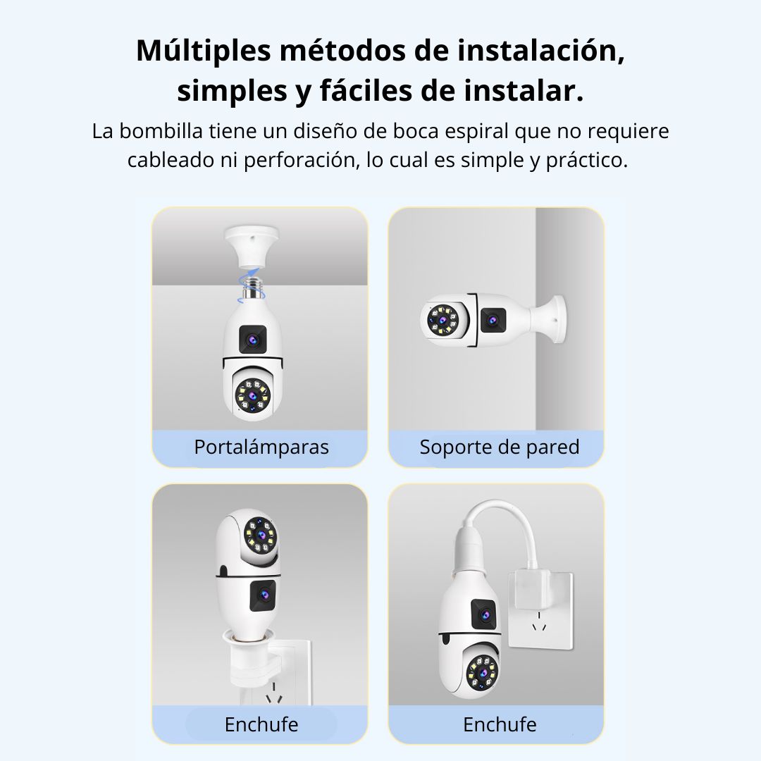 FOCO CÁMARA WIFI E27 FULL HD 360° DOBLE LENTE CON VISIÓN NOCTURNA Y AUDIO - 7