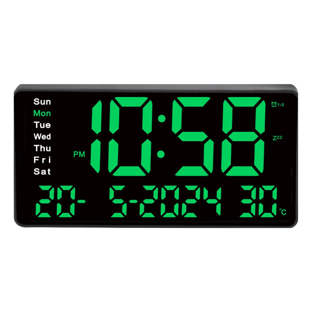 RELOJ DIGITAL LED 31.5 CM CON CALENDARIO TEMPERATURA Y ALARMA JH1404 - 1