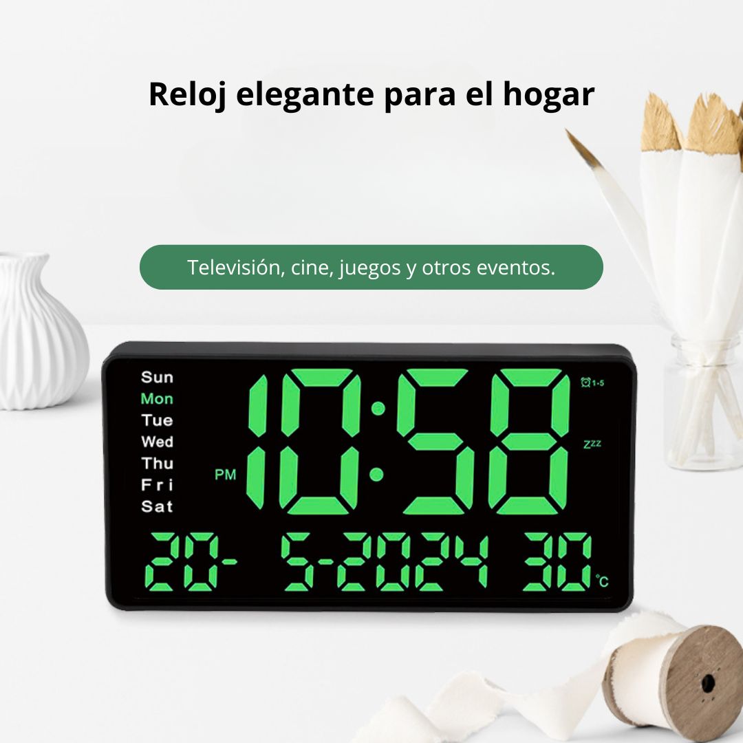 RELOJ DIGITAL LED 31.5 CM CON CALENDARIO TEMPERATURA Y ALARMA JH1404 - 2