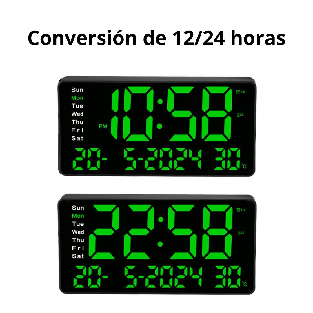 RELOJ DIGITAL LED 31.5 CM CON CALENDARIO TEMPERATURA Y ALARMA JH1404 - 5