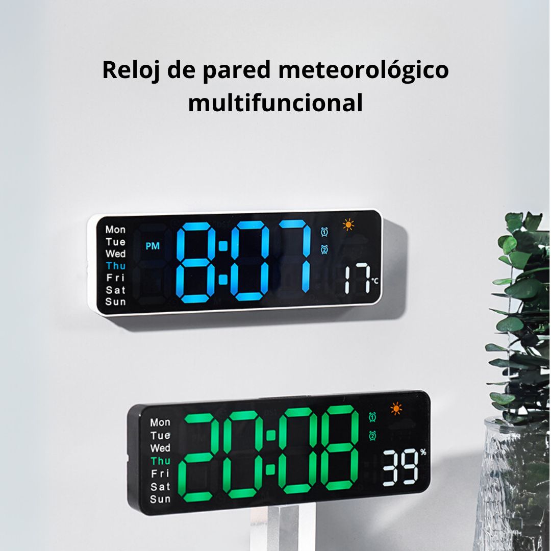 RELOJ DIGITAL DE PARED 28CM CON TEMPERATURA HUMEDAD Y CONTROL REMOTO - 4