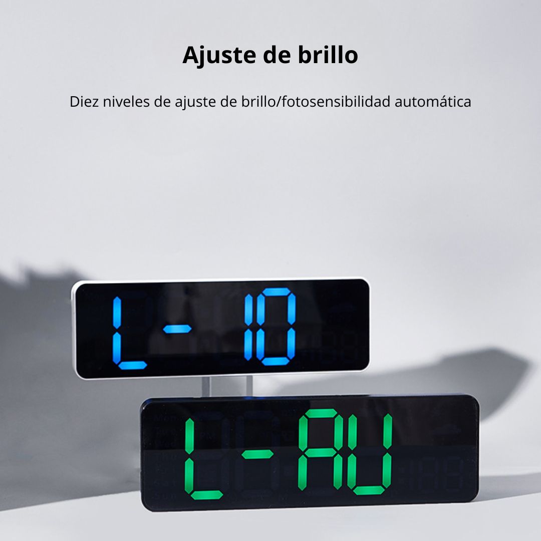 RELOJ DIGITAL DE PARED 28CM CON TEMPERATURA HUMEDAD Y CONTROL REMOTO - 7