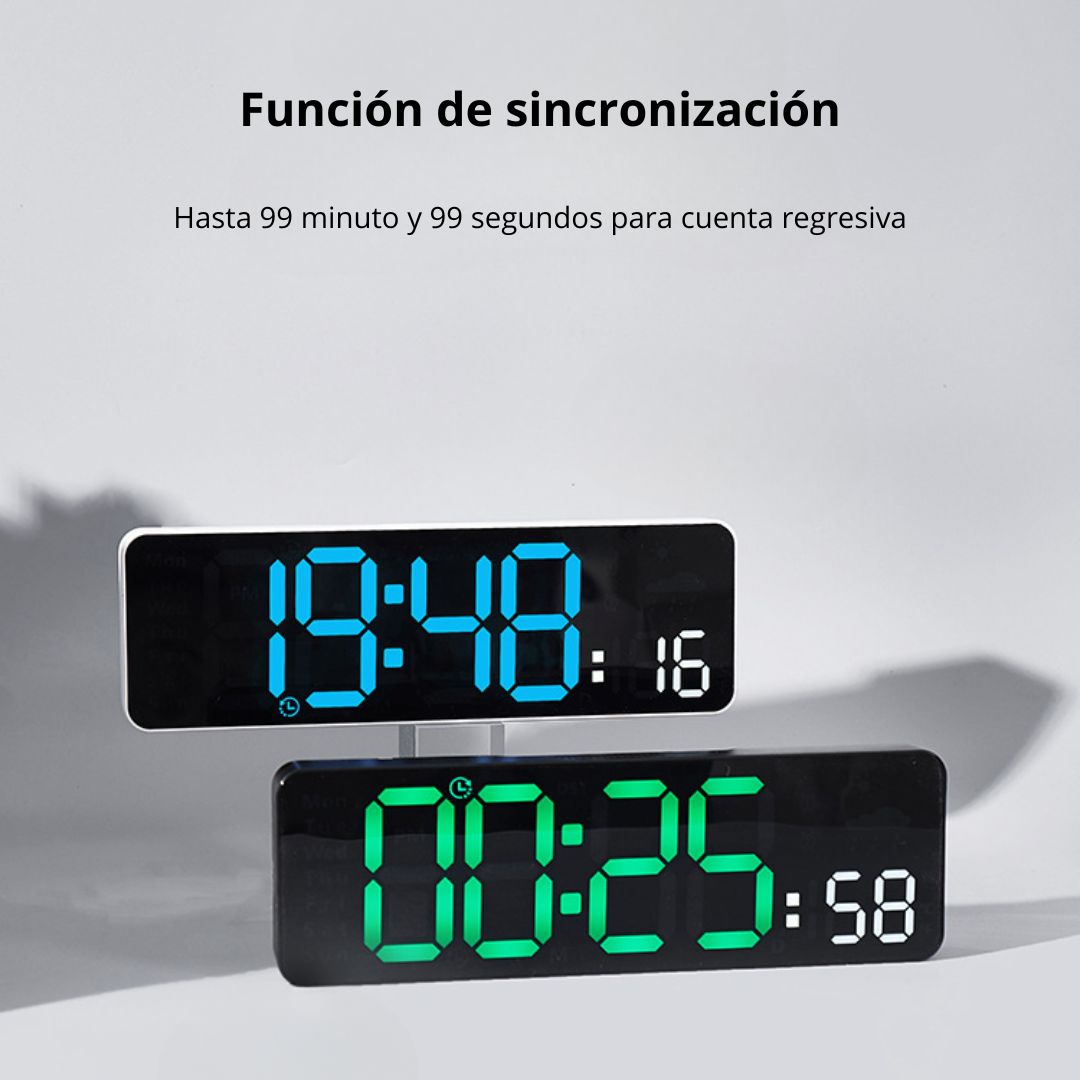 RELOJ DIGITAL DE PARED 28CM CON TEMPERATURA HUMEDAD Y CONTROL REMOTO - 8