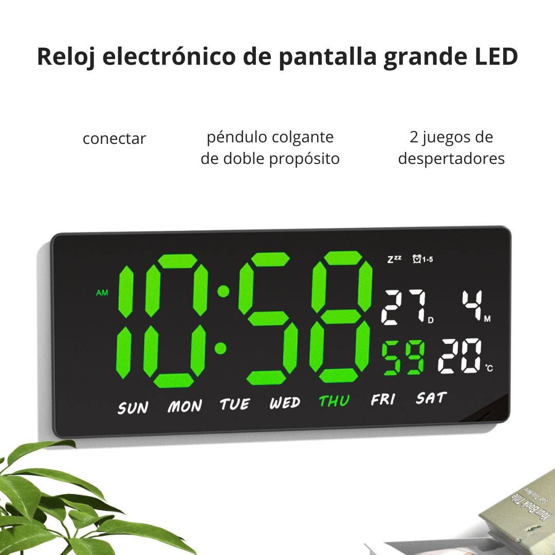 RELOJ DIGITAL LED 36CM CON CALENDARIO TEMPERATURA Y ALARMA JH3604 - 2