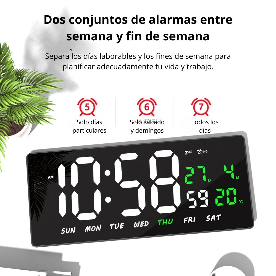 RELOJ DIGITAL LED 36CM CON CALENDARIO TEMPERATURA Y ALARMA JH3604 - 4
