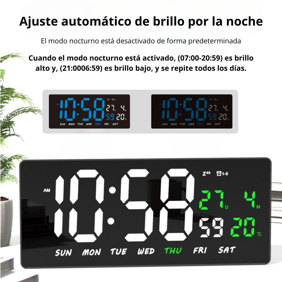 RELOJ DIGITAL LED 36CM CON CALENDARIO TEMPERATURA Y ALARMA JH3604 - 6