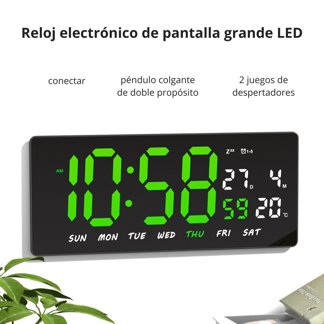 RELOJ DIGITAL LED 36CM CON CALENDARIO TEMPERATURA Y ALARMA JH3604 - 2