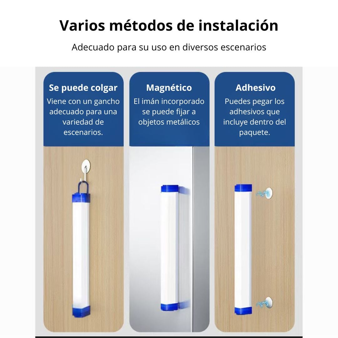 LÁMPARA LED RECARGABLE USB 32CM MAGNÉTICA CON GANCHO Y 3 NIVELES - 2