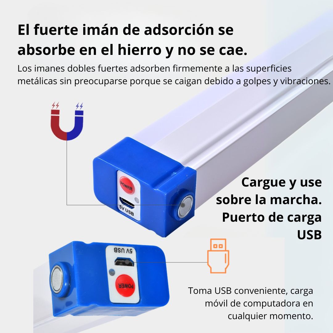 LÁMPARA LED RECARGABLE USB 32CM MAGNÉTICA CON GANCHO Y 3 NIVELES - 4