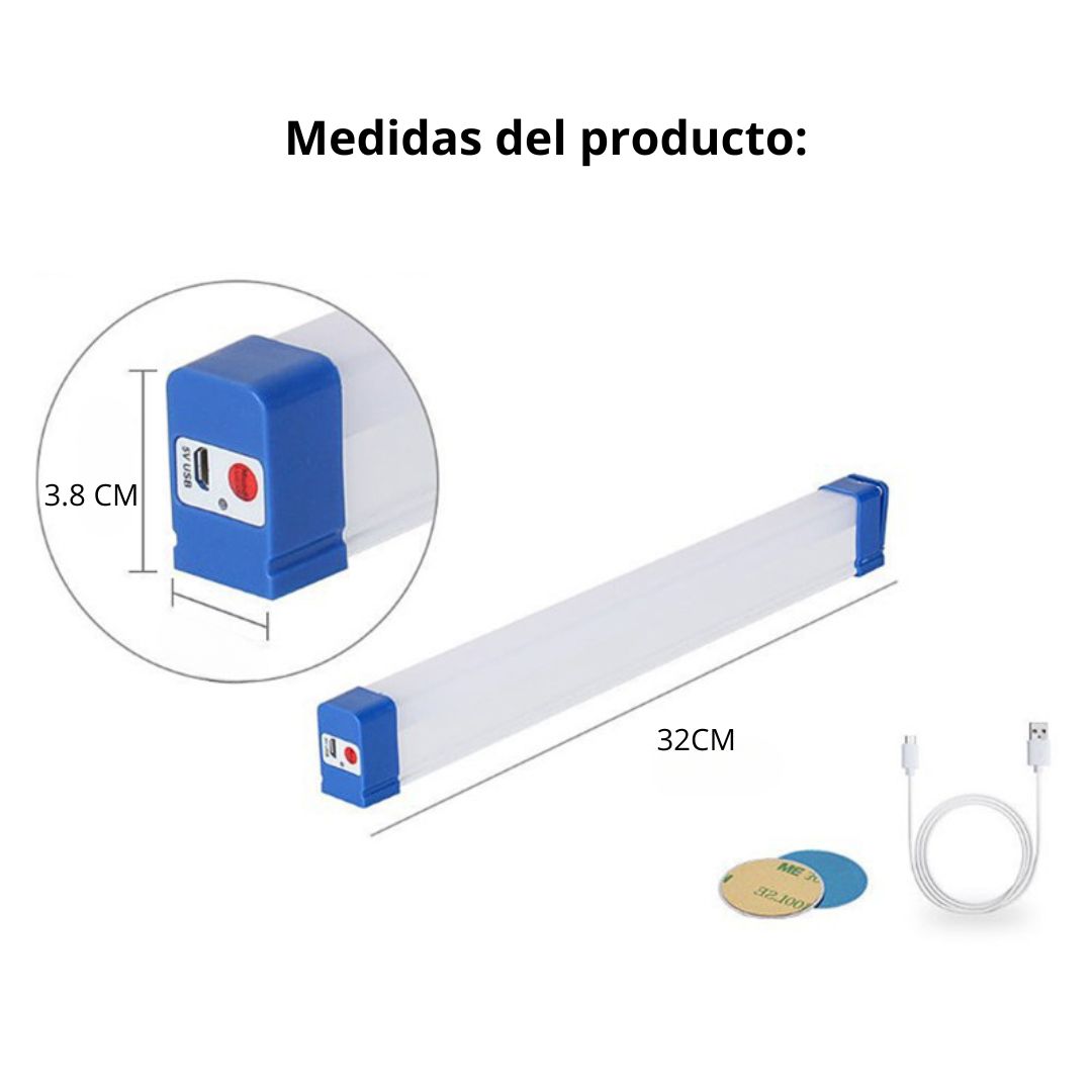 LÁMPARA LED RECARGABLE USB 32CM MAGNÉTICA CON GANCHO Y 3 NIVELES - 8