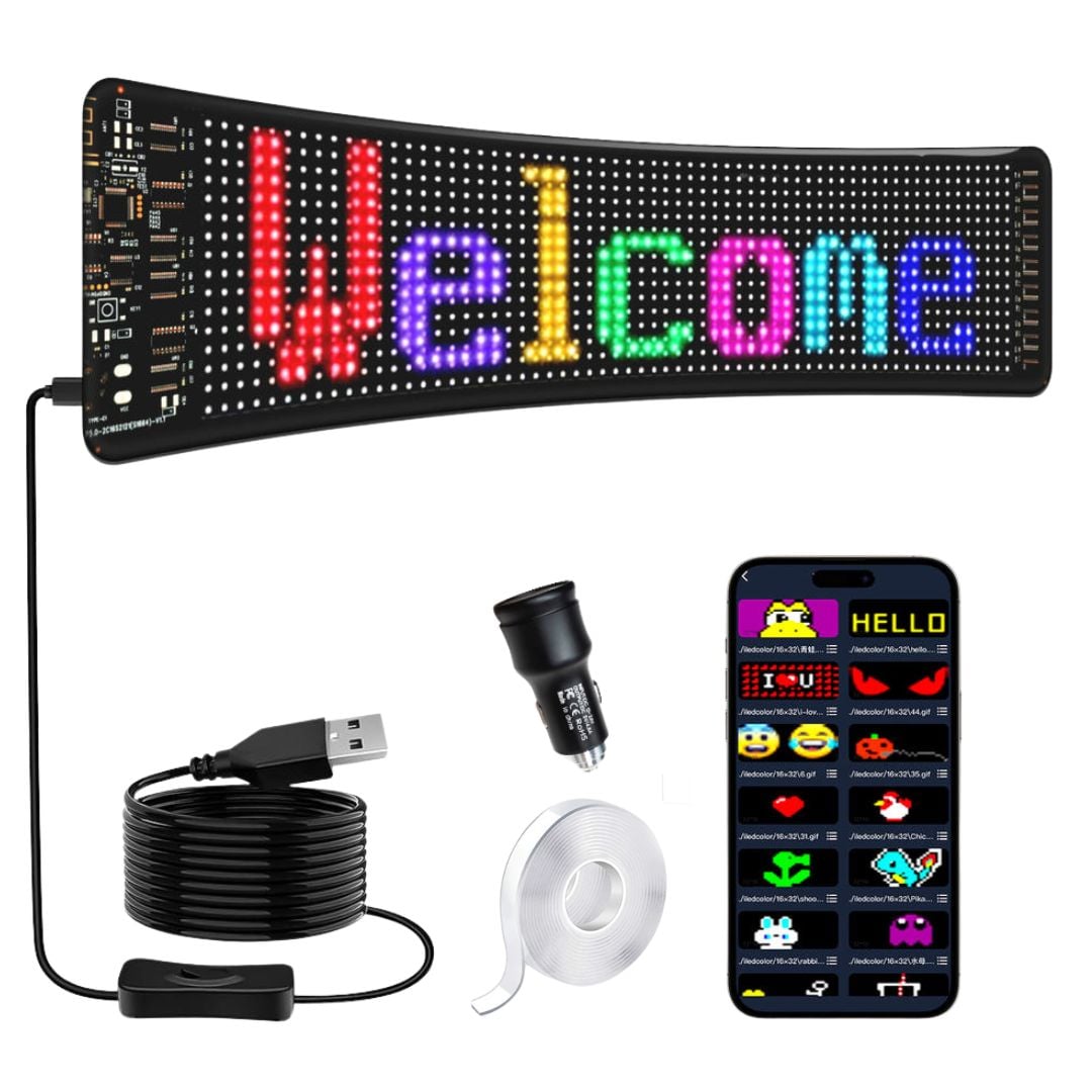 LETRERO LED PROGRAMABLE CON APP BLUETOOTH USB-C IP66 73×12CM - 1