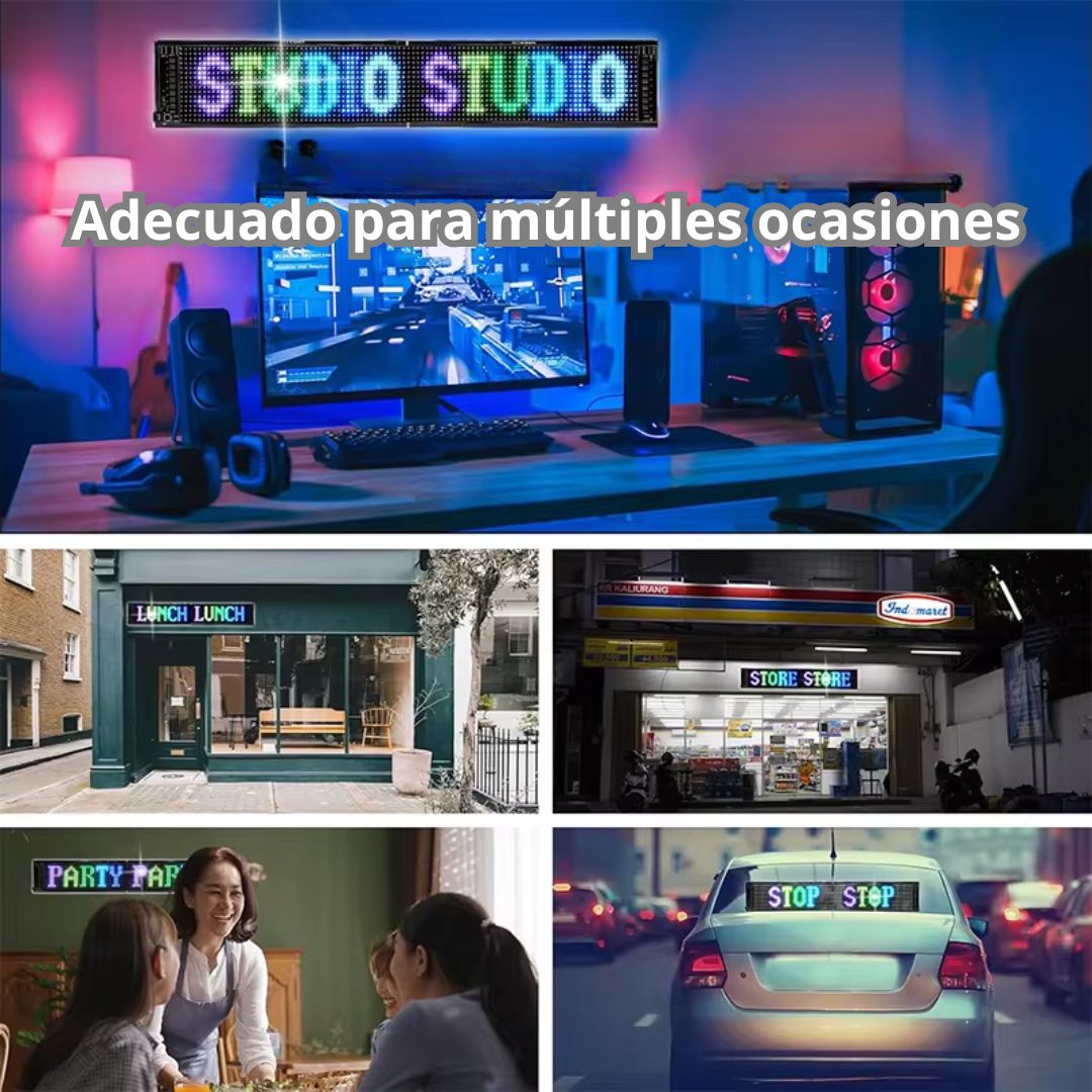 LETRERO LED PROGRAMABLE CON APP BLUETOOTH USB-C IP66 73×12CM - 2