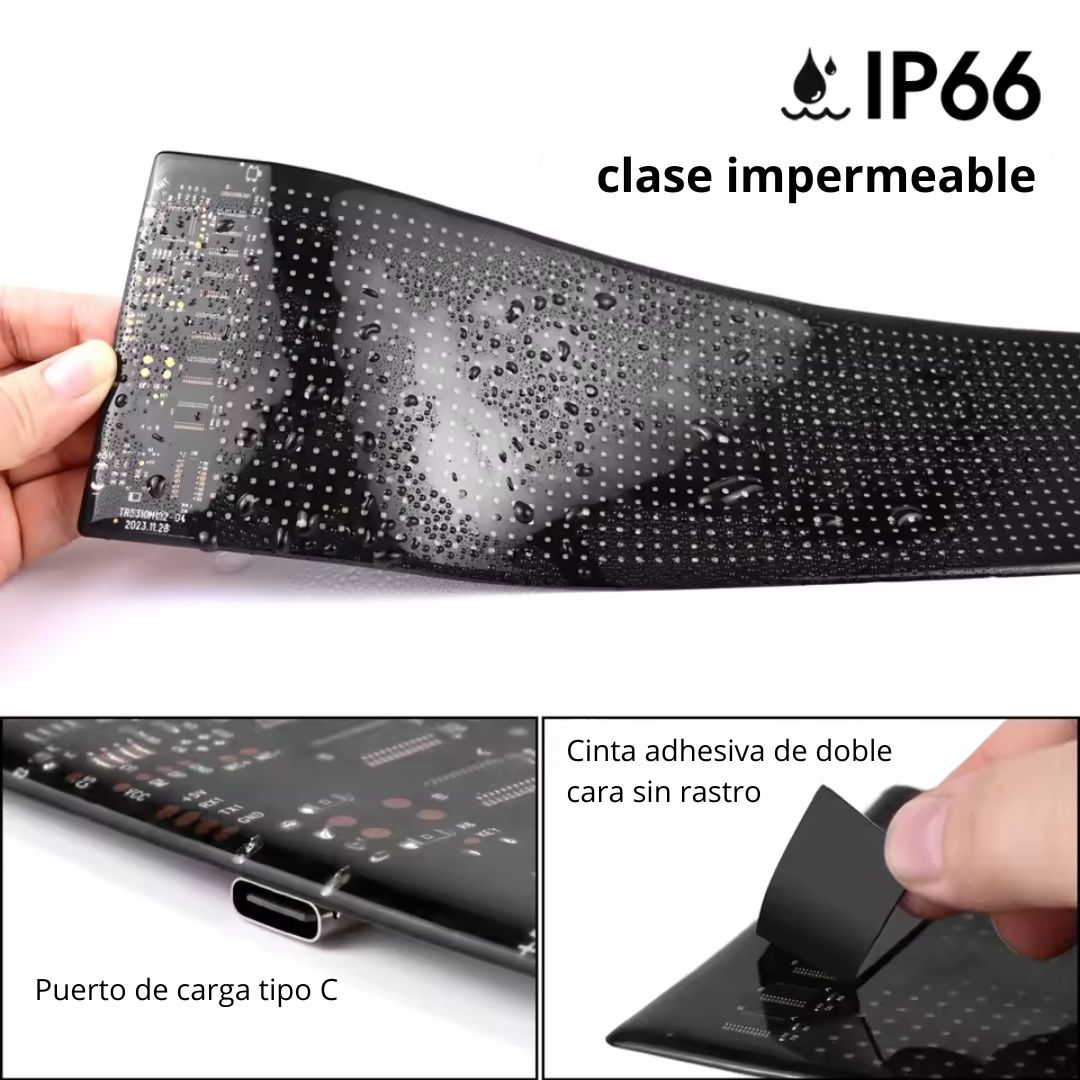 LETRERO LED PROGRAMABLE CON APP BLUETOOTH USB-C IP66 73×12CM - 7