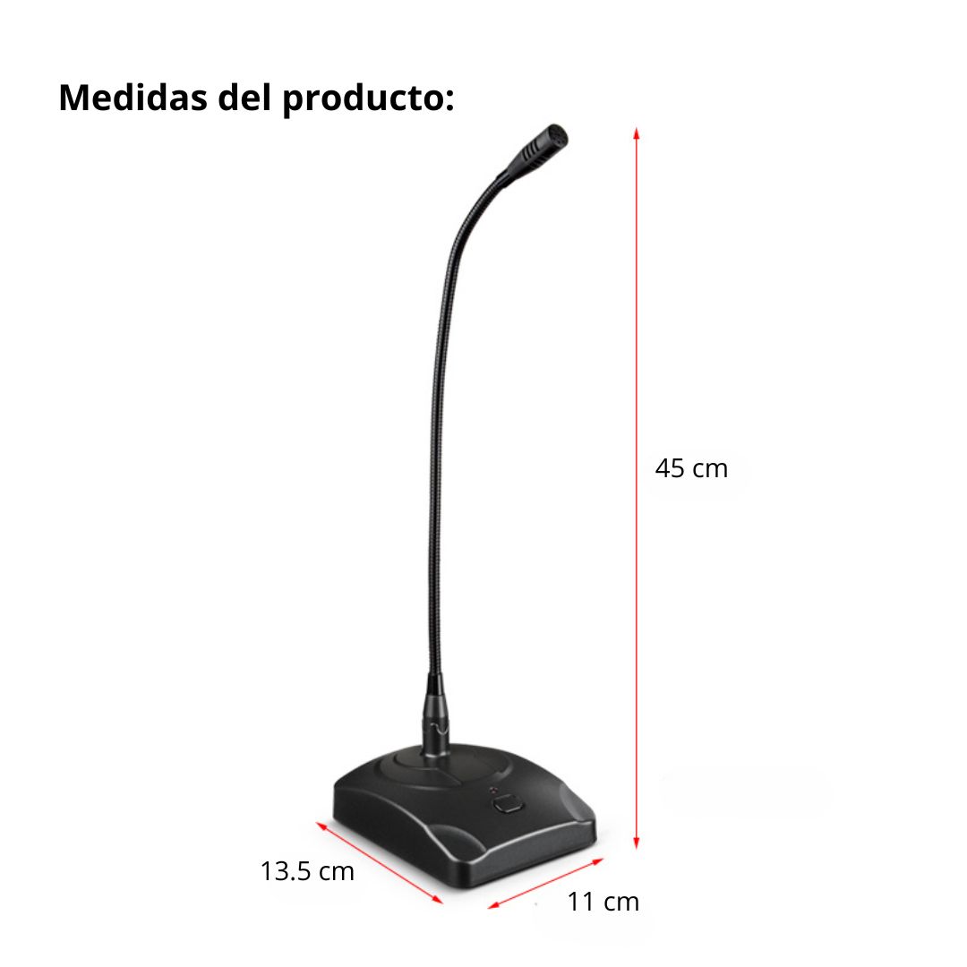 MICRÓFONO DE CONFERENCIA DE ESCRITORIO CARDIOIDE CON BASE XLR - 8