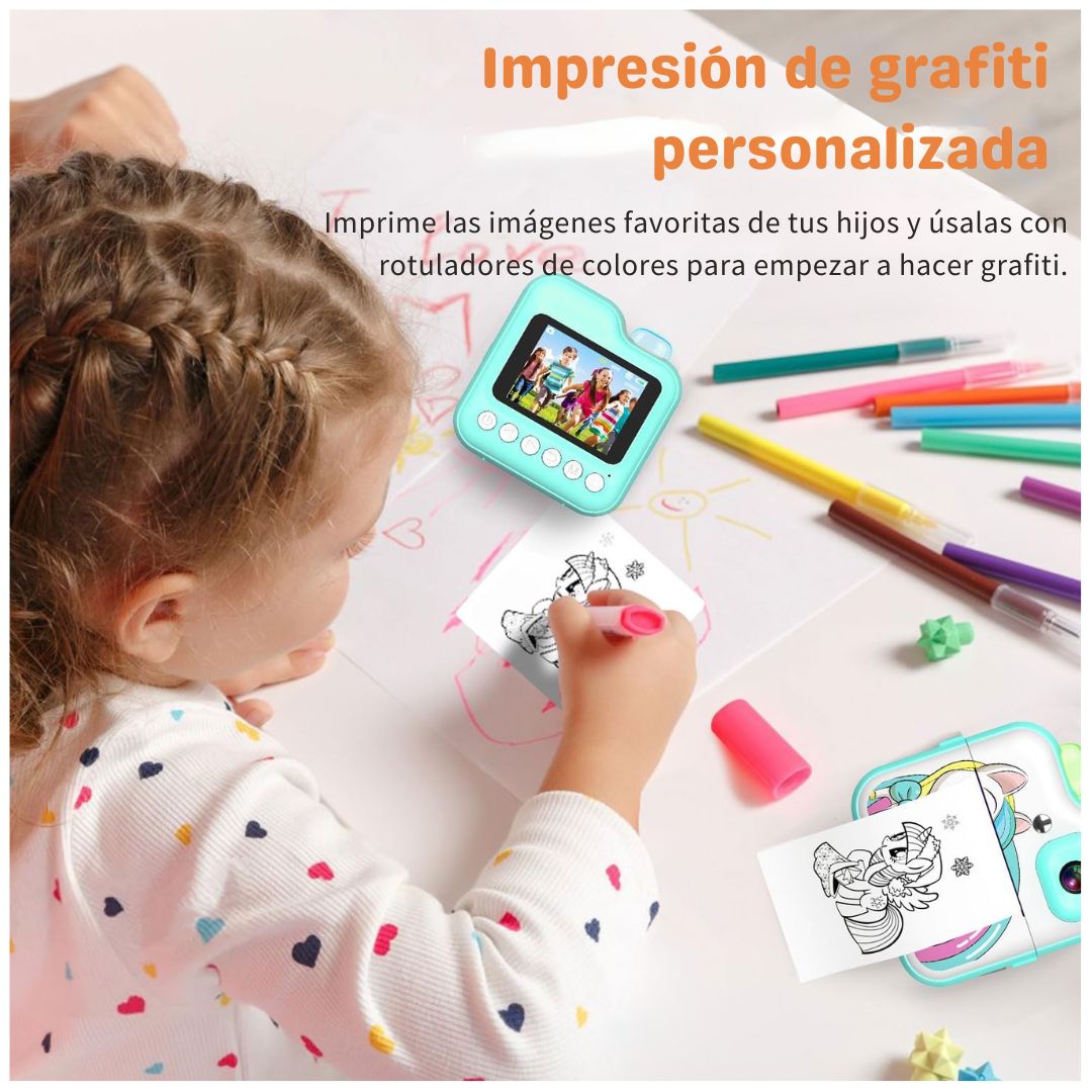 CÁMARA DIGITAL INFANTIL UNICORNIO CON IMPRESORA INSTANTÁNEA - 5