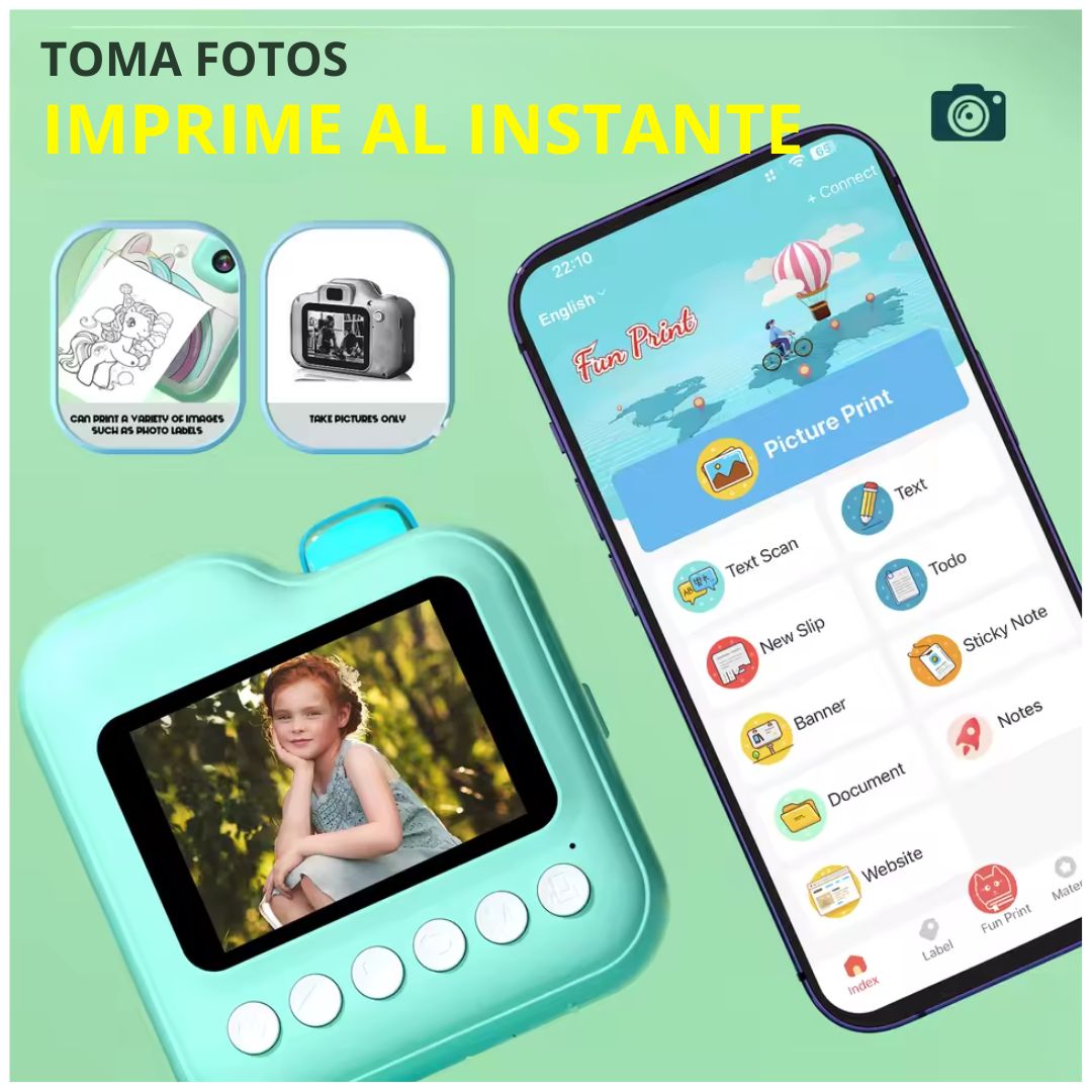 CÁMARA DIGITAL INFANTIL UNICORNIO CON IMPRESORA INSTANTÁNEA - 7
