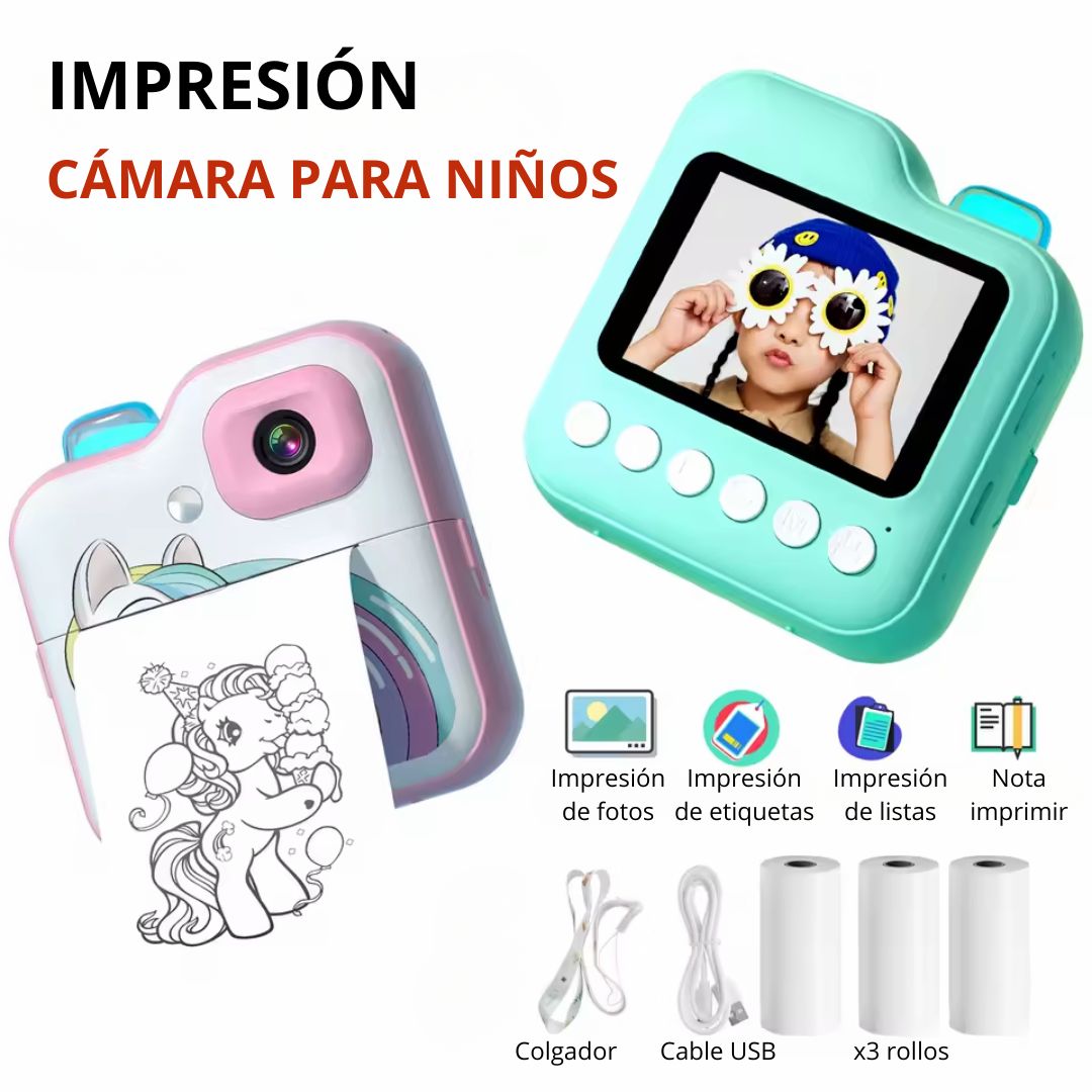 CÁMARA DIGITAL INFANTIL UNICORNIO CON IMPRESORA INSTANTÁNEA - 8