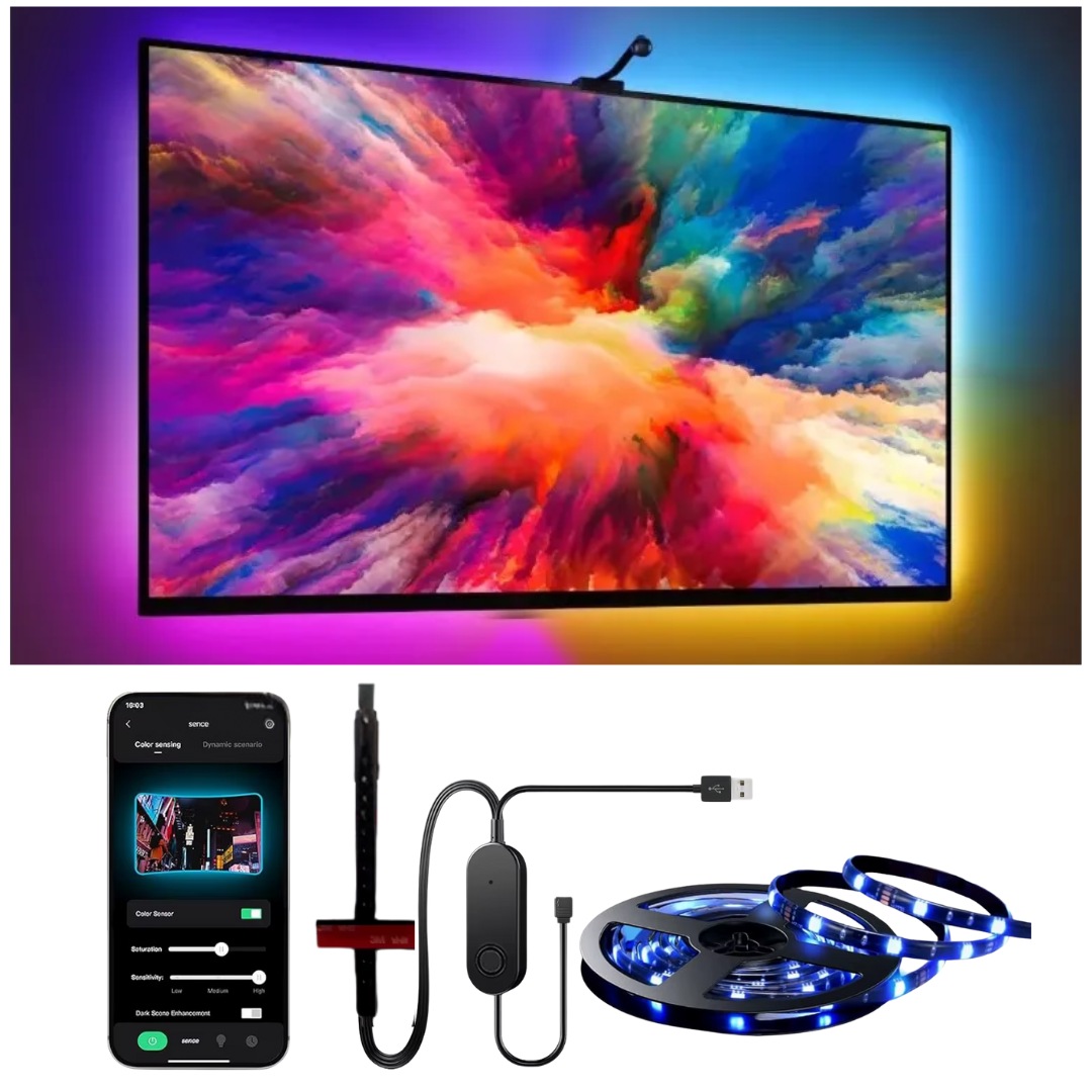 Kit Luces LED para TV RGB con Cámara, APP, Sincronización de Pantalla y Modo Música - 1