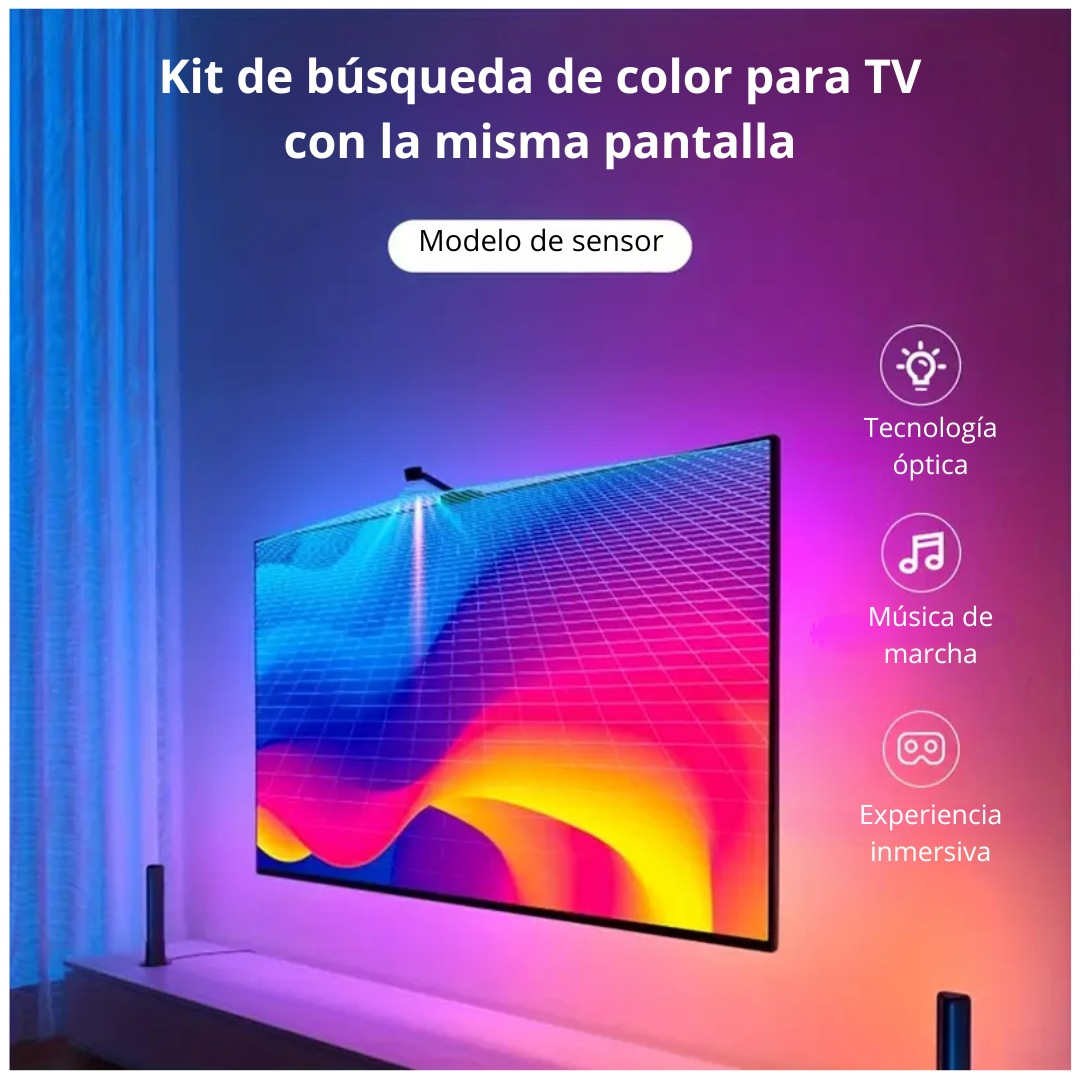 Kit Luces LED para TV RGB con Cámara, APP, Sincronización de Pantalla y Modo Música - 5