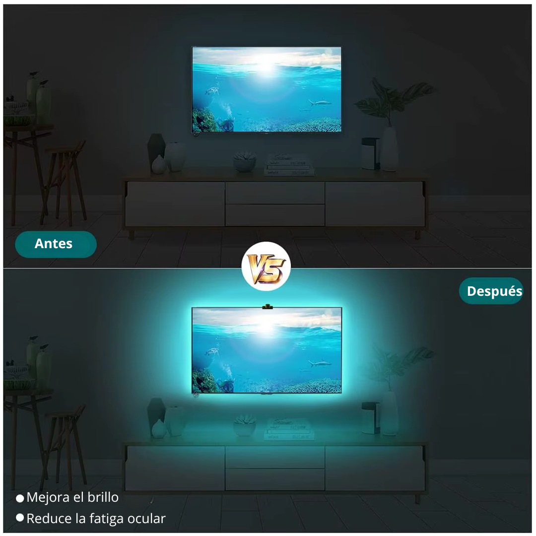 Kit Luces LED para TV RGB con Cámara, APP, Sincronización de Pantalla y Modo Música - 6