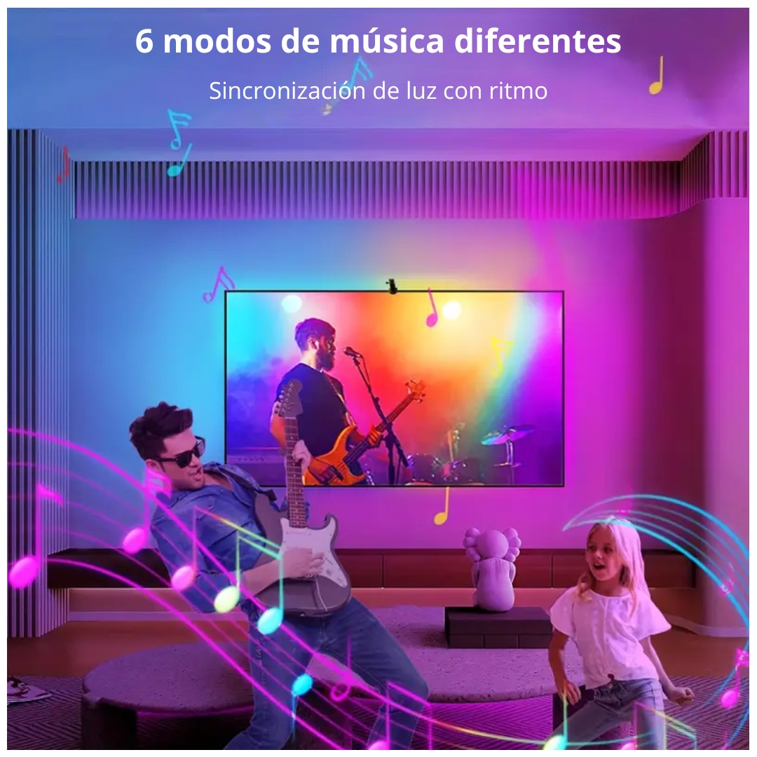 Kit Luces LED para TV RGB con Cámara, APP, Sincronización de Pantalla y Modo Música - 8