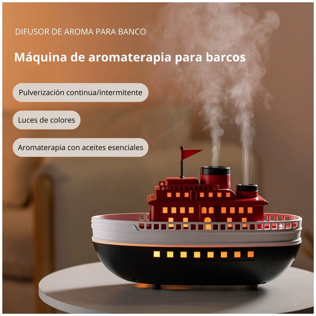 DIFUSOR DE AROMA ULTRASÓNICO BARCO 300ML CON LUCES LED Y TEMPORIZADOR - 2