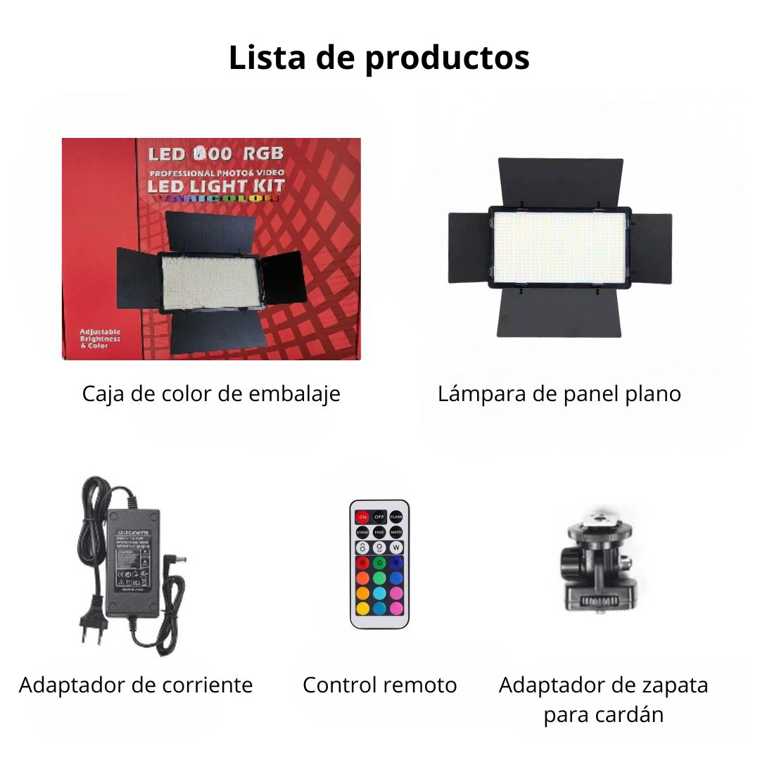 PANEL DE LUZ LED 800 RGB CON CONTROL REMOTO PARA FOTOGRAFÍA Y VIDEO - 8