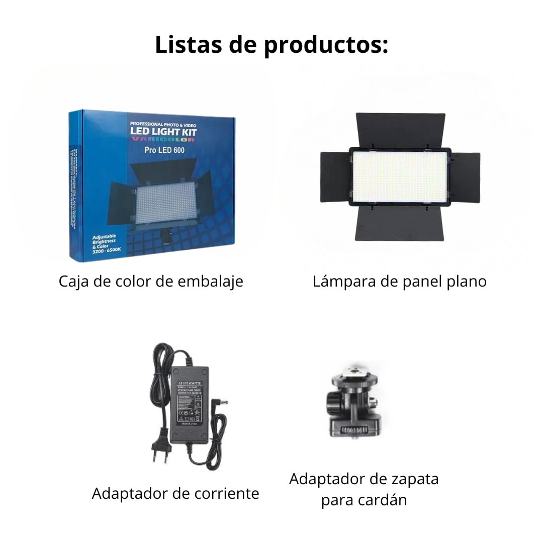 PANEL DE LUZ LED 600 BICOLOR PROFESIONAL CON ZAPATA PARA FOTO Y VIDEO - 8