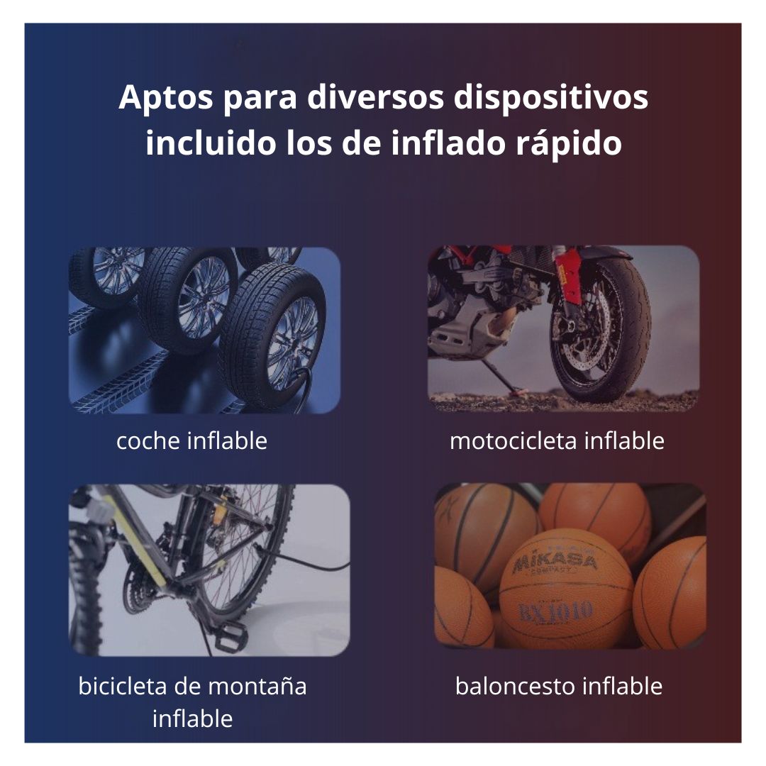 COMPRESOR DE AIRE PORTÁTIL INALÁMBRICO PARA LLANTAS DE AUTO MOTO Y BICICLETA CON PANTALLA Y LUZ LED - 3