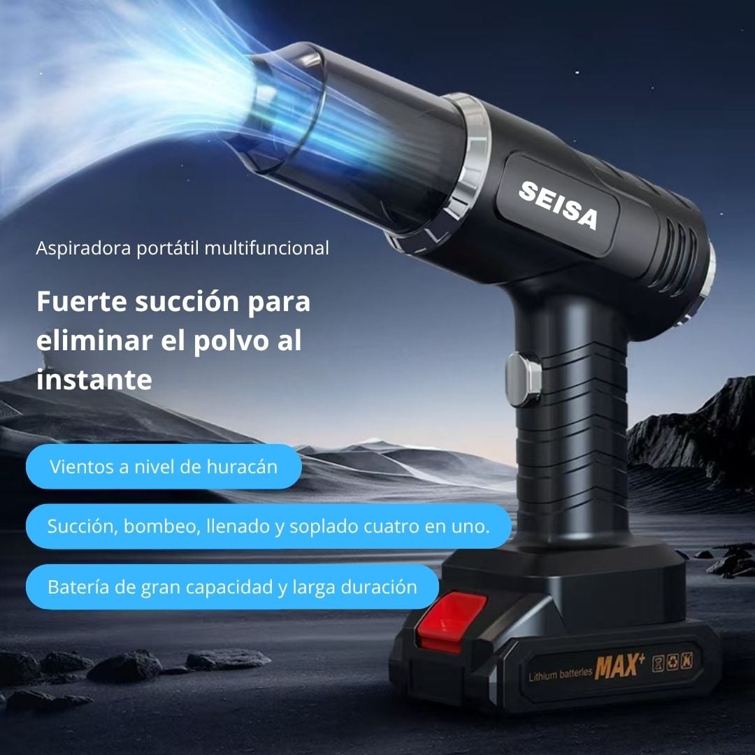 ASPIRADORA INALÁMBRICA PORTÁTIL SEISA MULTIFUNCIÓN CON BATERÍA RECARGABLE PARA AUTO CASA Y OFICINA - 2