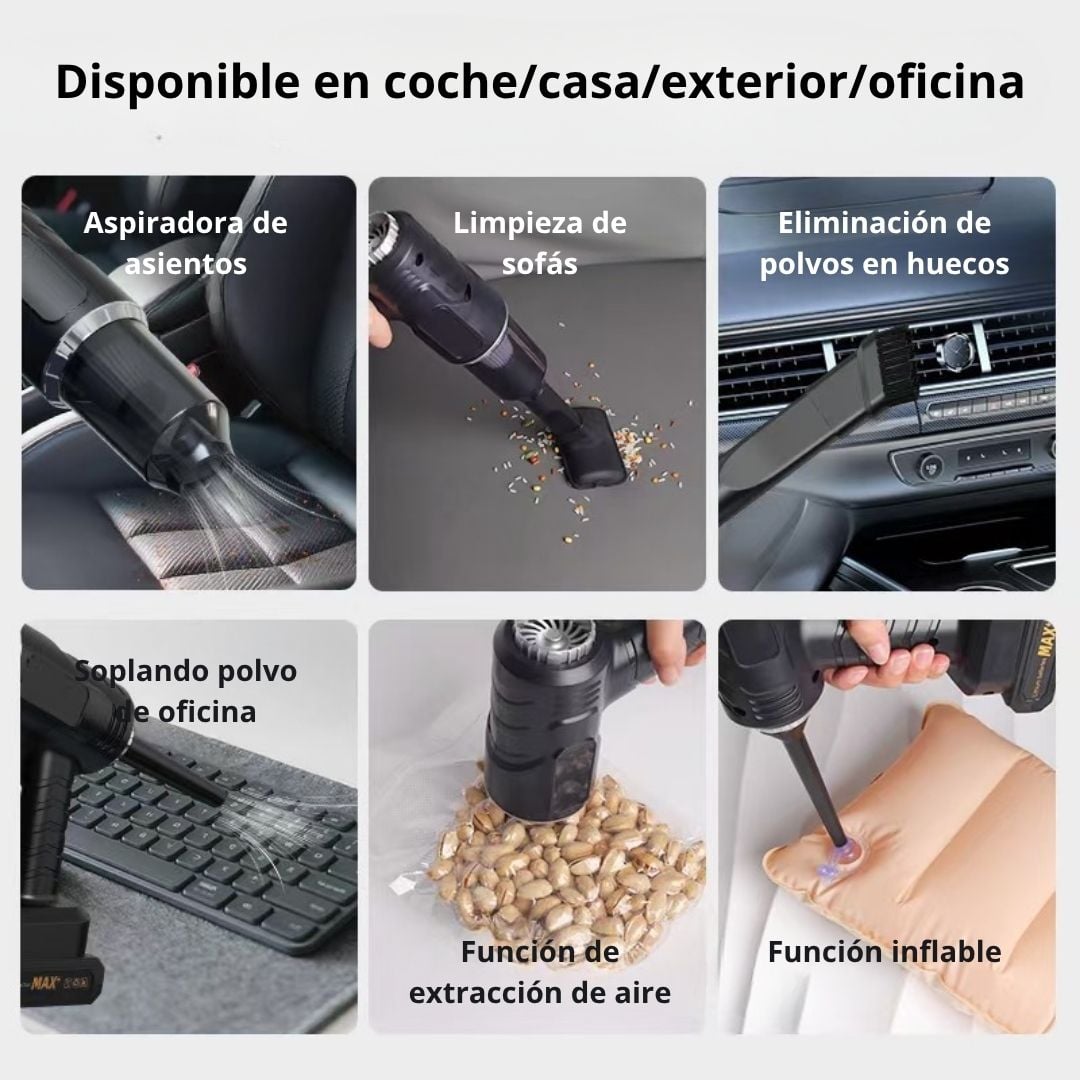 ASPIRADORA INALÁMBRICA PORTÁTIL SEISA MULTIFUNCIÓN CON BATERÍA RECARGABLE PARA AUTO CASA Y OFICINA - 3