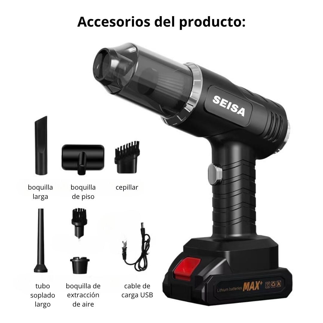 ASPIRADORA INALÁMBRICA PORTÁTIL SEISA MULTIFUNCIÓN CON BATERÍA RECARGABLE PARA AUTO CASA Y OFICINA - 5
