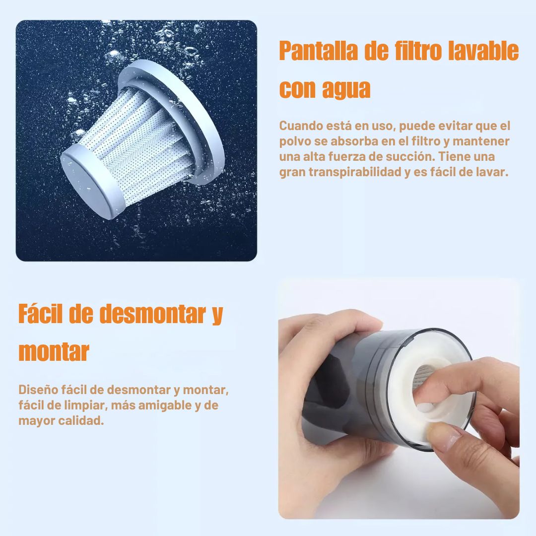 ASPIRADORA INALÁMBRICA PORTÁTIL SEISA MULTIFUNCIÓN CON BATERÍA RECARGABLE PARA AUTO CASA Y OFICINA - 6