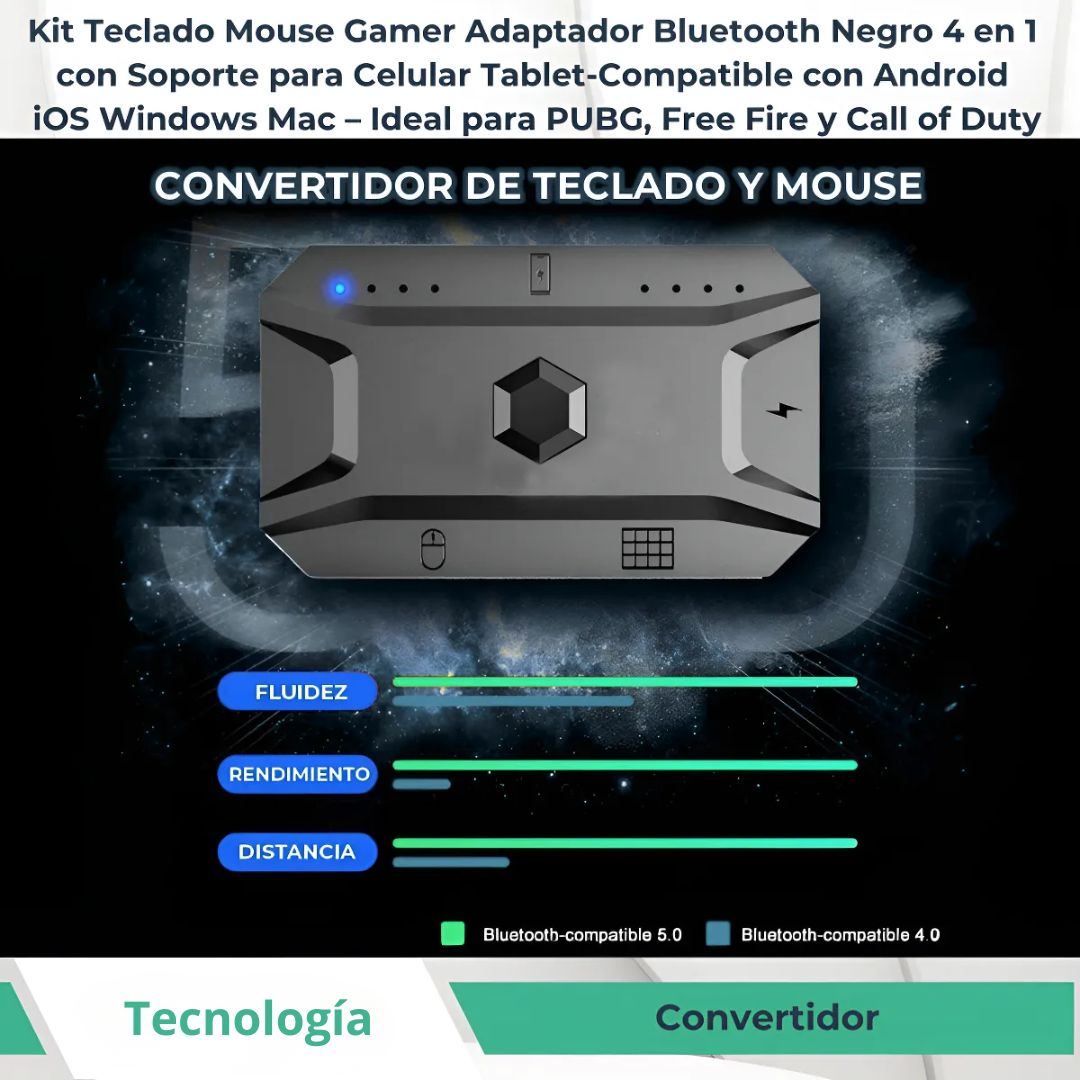 KIT GAMER PARA CELULAR SEISA 4 EN 1 CON TECLADO, MOUSE, LUZ RGB Y ADAPTADOR BLUETOOTH ANDROID IOS PC - 7