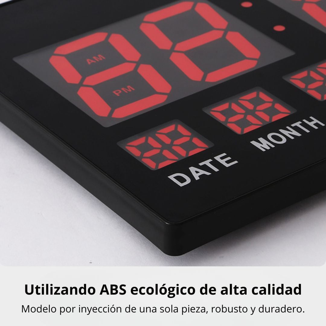 RELOJ DIGITAL LED GRANDE DE PARED 46 CM CON HORA 12/24H, FECHA, DÍA, TEMPERATURA Y BRILLO AUTOMÁTICO - 5