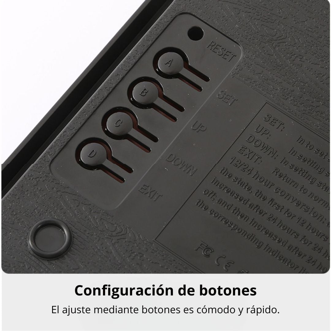 RELOJ DIGITAL LED GRANDE DE PARED 46 CM CON HORA 12/24H, FECHA, DÍA, TEMPERATURA Y BRILLO AUTOMÁTICO - 6