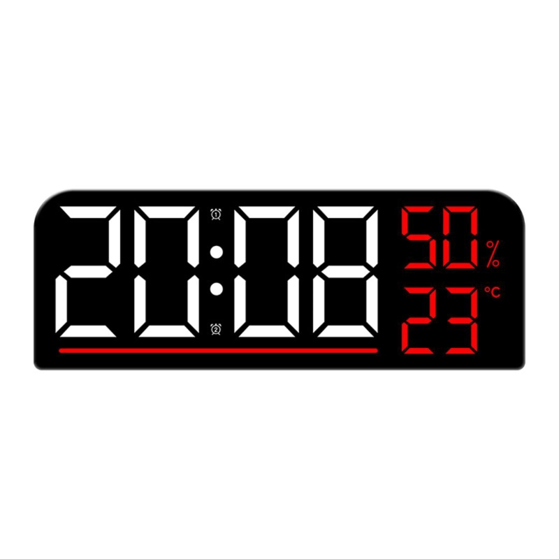 RELOJ DIGITAL LED DE PARED Y ESCRITORIO 24 CM CON TEMPERATURA, HUMEDAD Y DOBLE ALARMA - 1